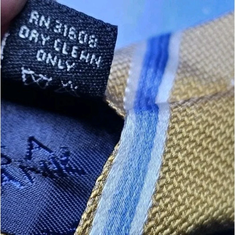 Jos. A Bank Silk Neck Tie Repp Striped Made in Italy Yellow Blue White